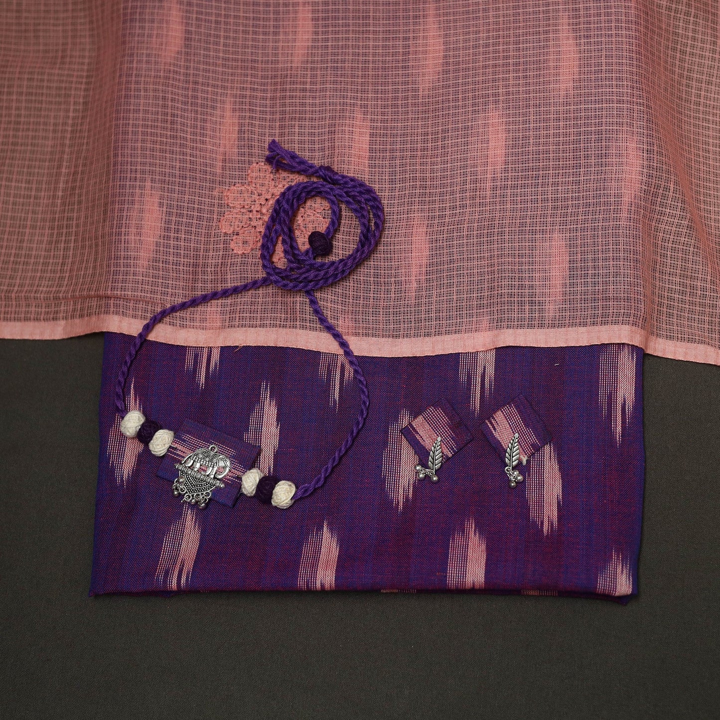 2pc cotton unstitched pochampally ikat dress material