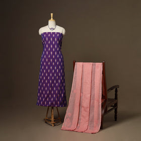 2pc cotton unstitched pochampally ikat dress material
