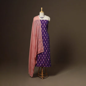 2pc cotton unstitched pochampally ikat dress material