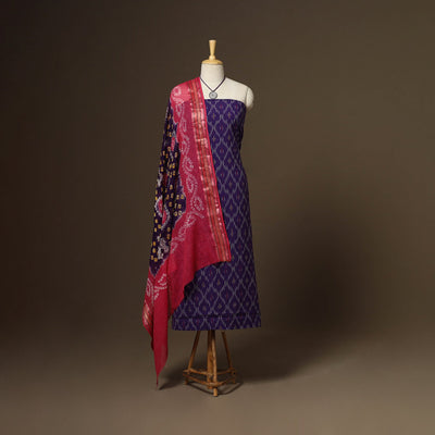 2pc cotton unstitched pochampally ikat dress material