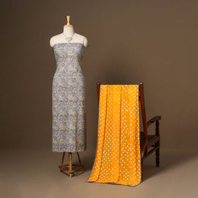 Purple - 2pc cotton unstitched sanganeri dress material