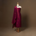 Purple - 2pc handloom cotton unstitched phulia jamdani