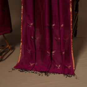 Purple - 2pc handloom cotton unstitched phulia jamdani