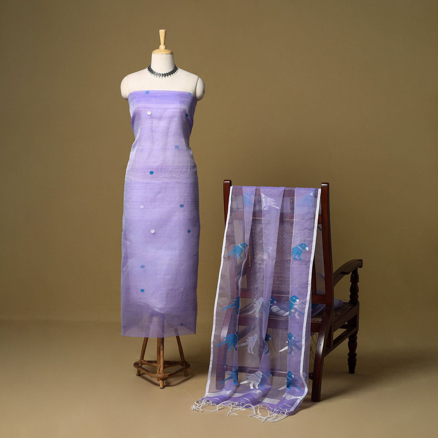 2pc handloom mulberry silk unstitched phulia jamdani dress