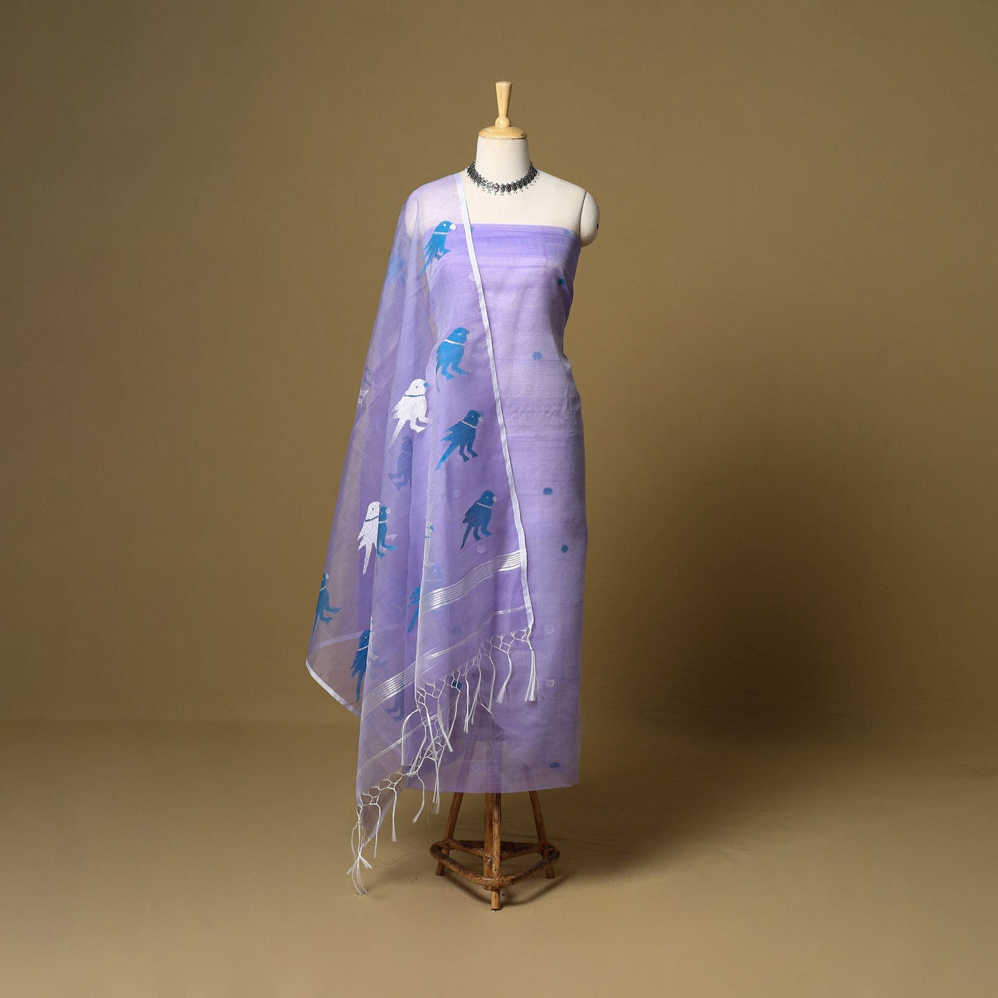 2pc handloom mulberry silk unstitched phulia jamdani dress