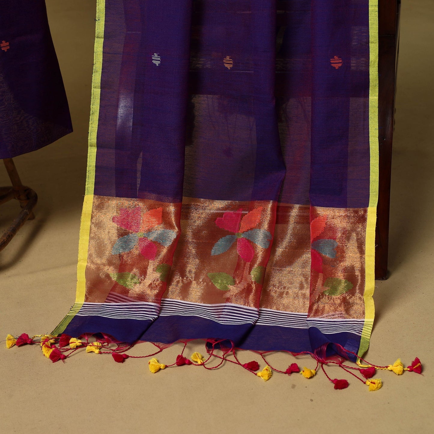 2pc handloom silk cotton unstitched phulia jamdani dress