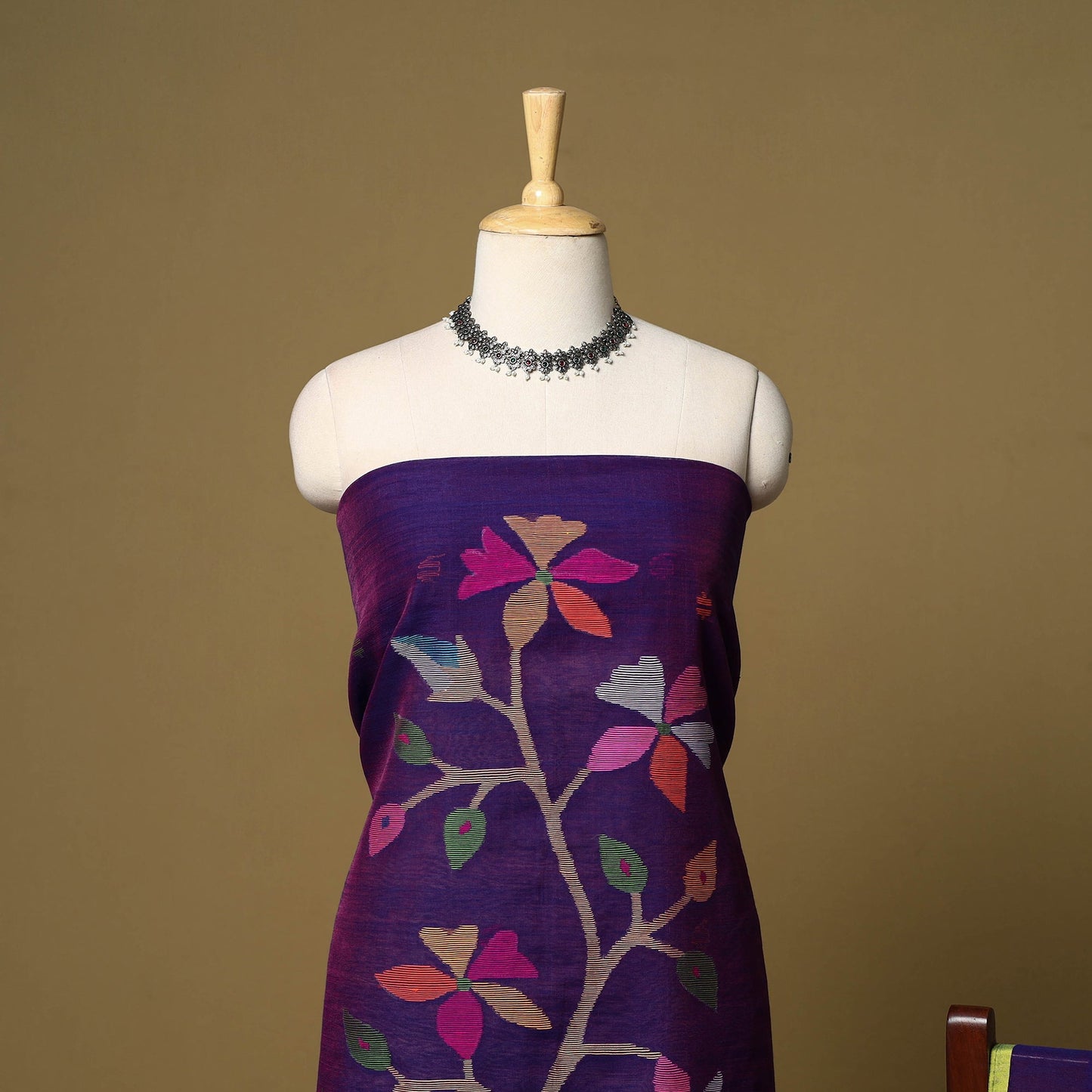 2pc handloom silk cotton unstitched phulia jamdani dress