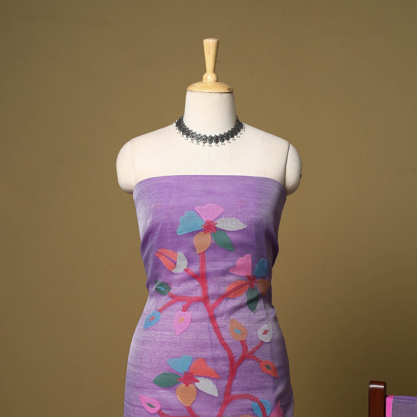 2pc handloom silk cotton unstitched phulia jamdani dress