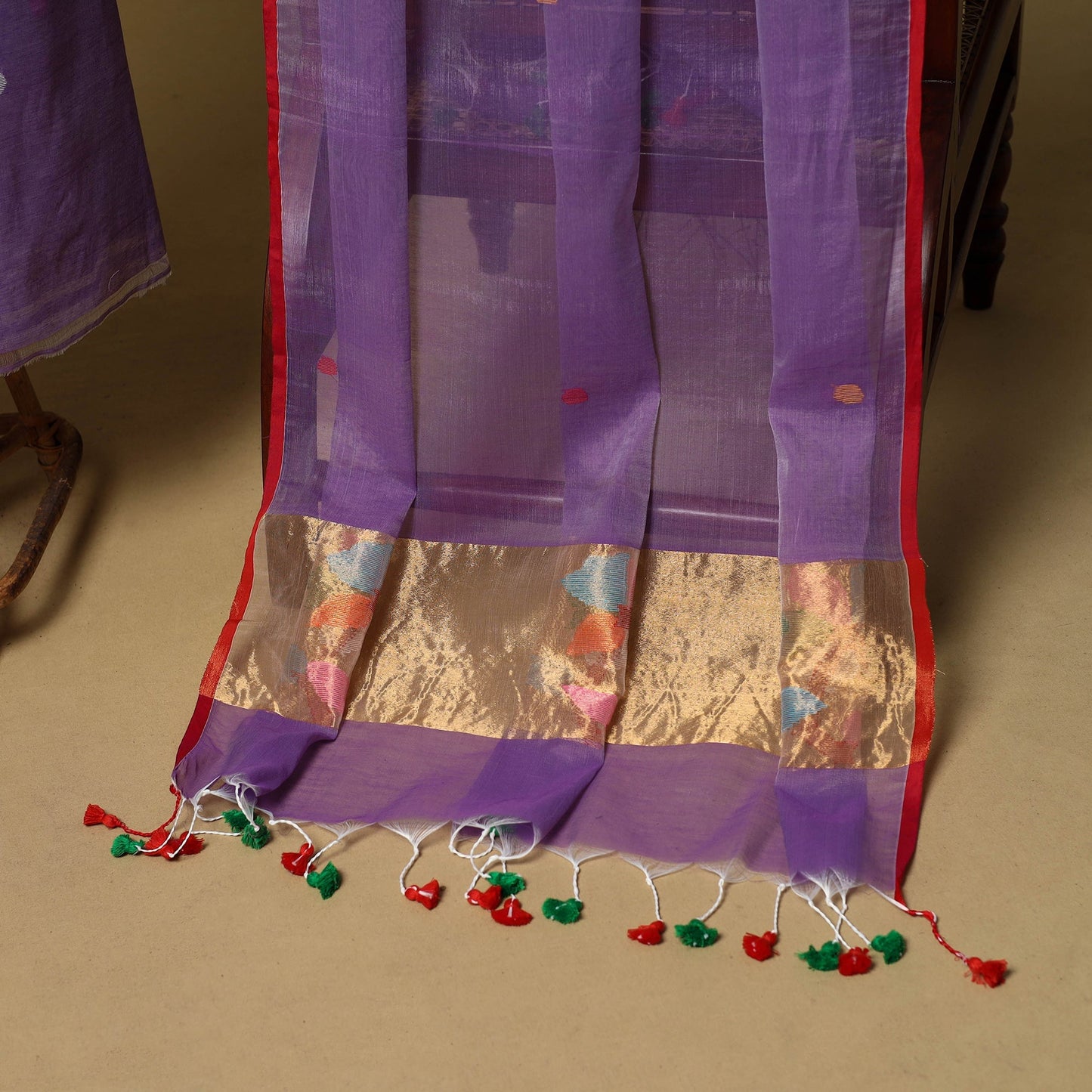 2pc handloom silk cotton unstitched phulia jamdani dress