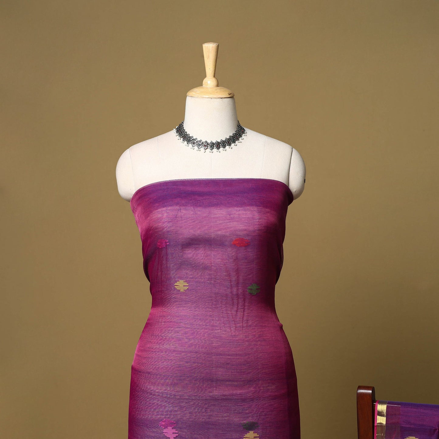 2pc handloom silk cotton unstitched phulia jamdani dress