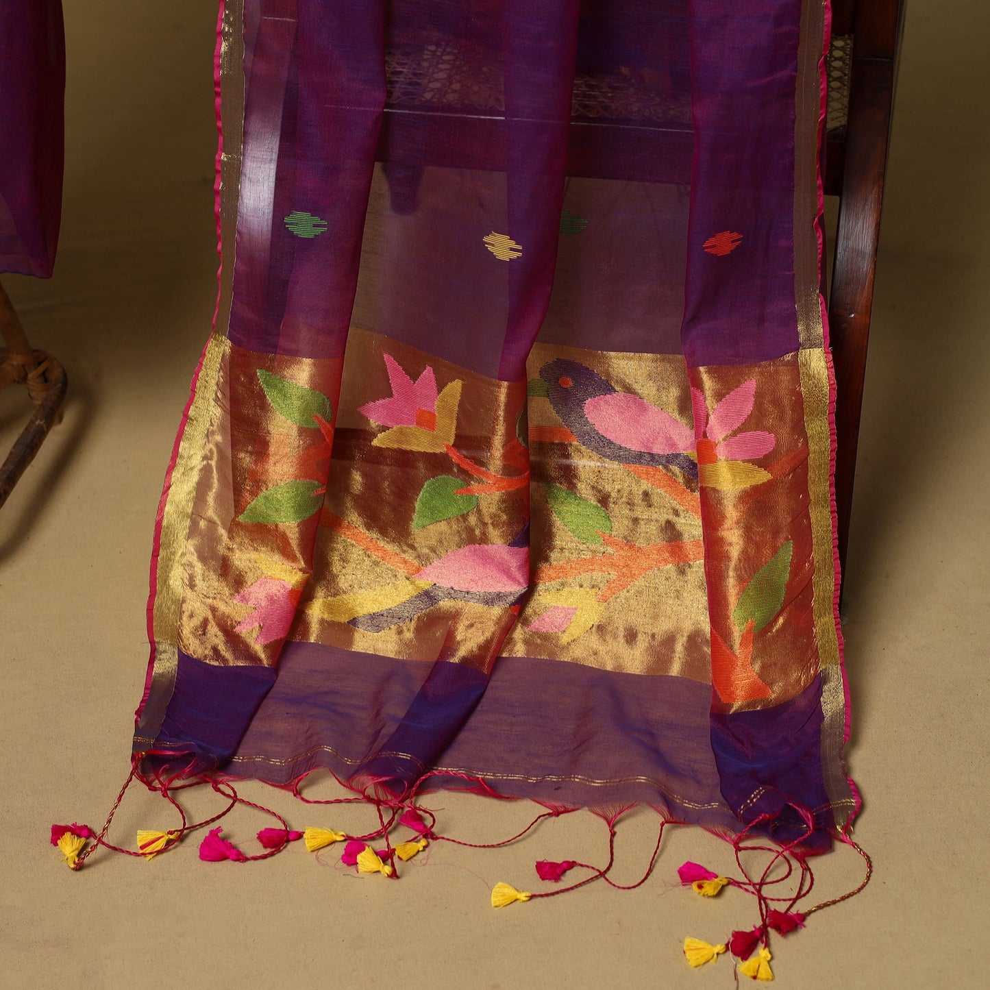 2pc handloom silk cotton unstitched phulia jamdani dress