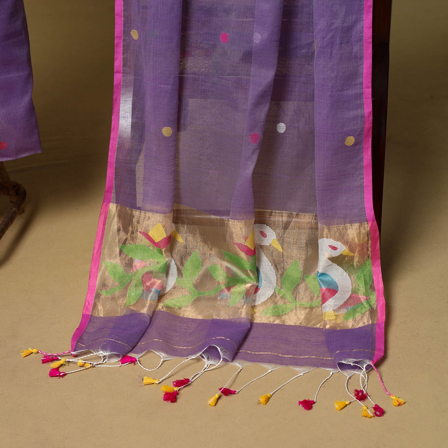 2pc handloom silk cotton unstitched phulia jamdani dress