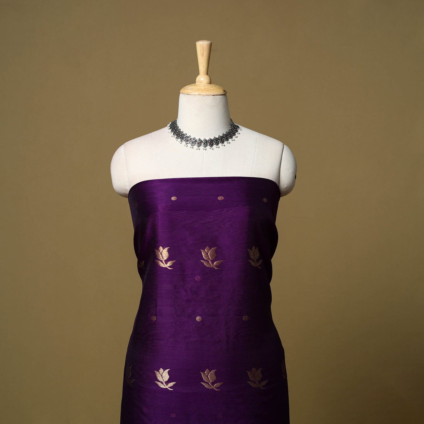 2pc handloom zari buta unstitched chanderi silk dress