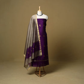 2pc handloom zari buta unstitched chanderi silk dress