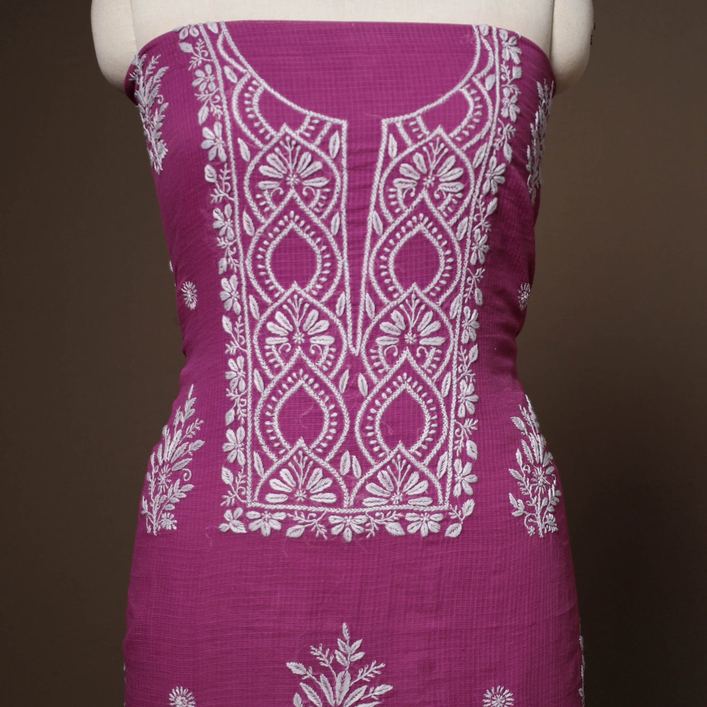 Purple - 2pc kota doria cotton unstitched lucknow