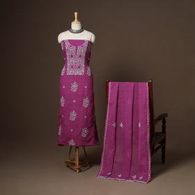 Purple - 2pc kota doria cotton unstitched lucknow
