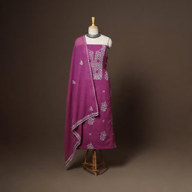 Purple - 2pc kota doria cotton unstitched lucknow