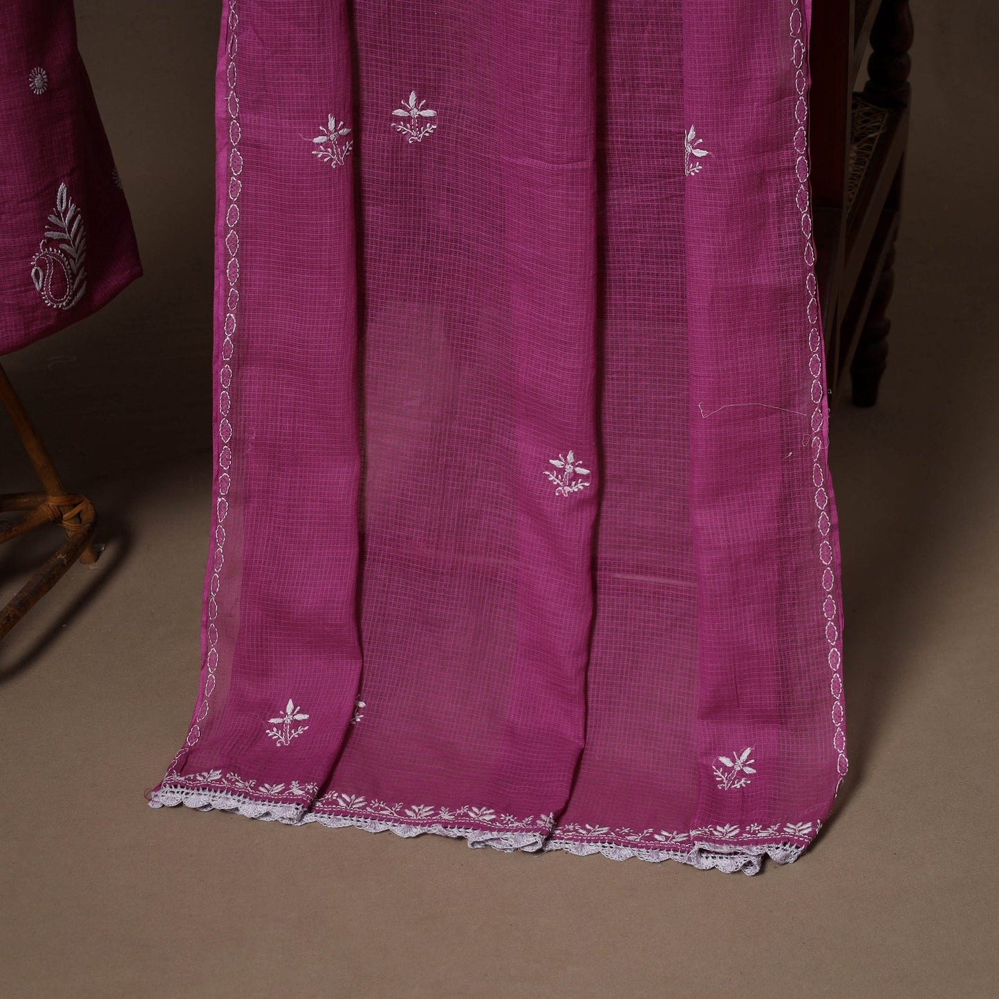 Purple - 2pc kota doria cotton unstitched lucknow