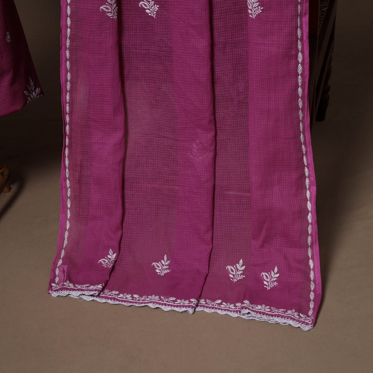 Purple - 2pc kota doria cotton unstitched lucknow