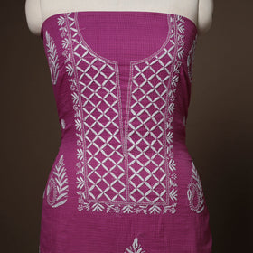 Purple - 2pc kota doria cotton unstitched lucknow