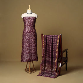 2pc maheshwari silk unstitched hand bagru dress material