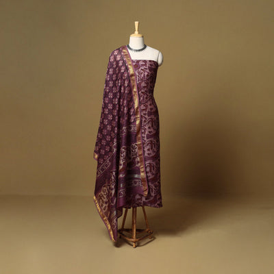 2pc maheshwari silk unstitched hand bagru dress material