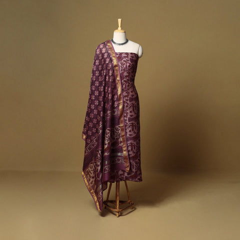 2pc maheshwari silk unstitched hand bagru dress material