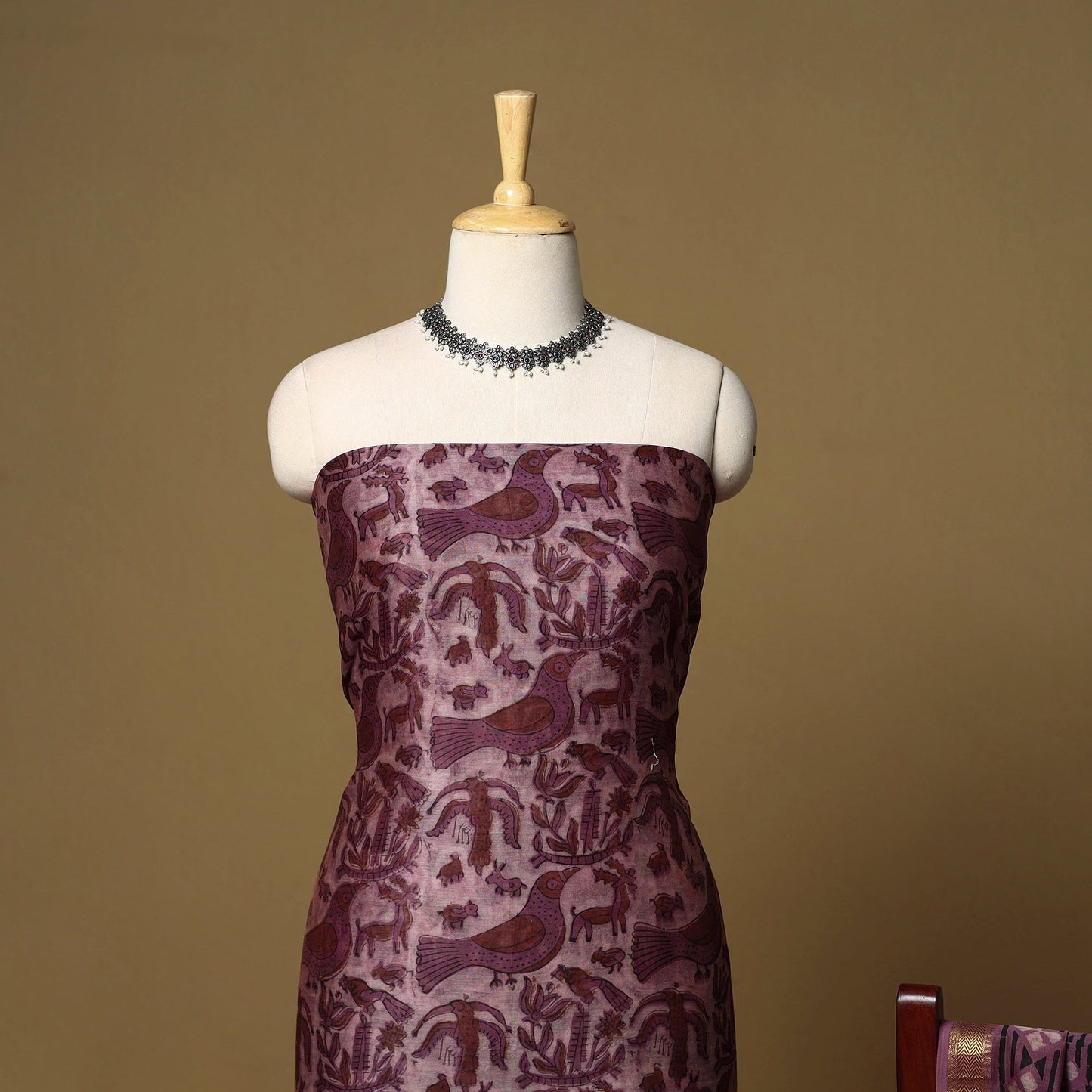 2pc maheshwari silk unstitched hand bagru dress material