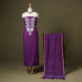 Purple - 2pc mul chanderi unstitched chikankari dress