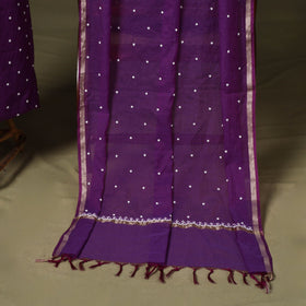 Purple - 2pc mul chanderi unstitched chikankari dress