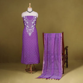 Purple - 2pc mul chanderi unstitched chikankari dress