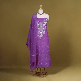 Purple - 2pc mul chanderi unstitched chikankari dress