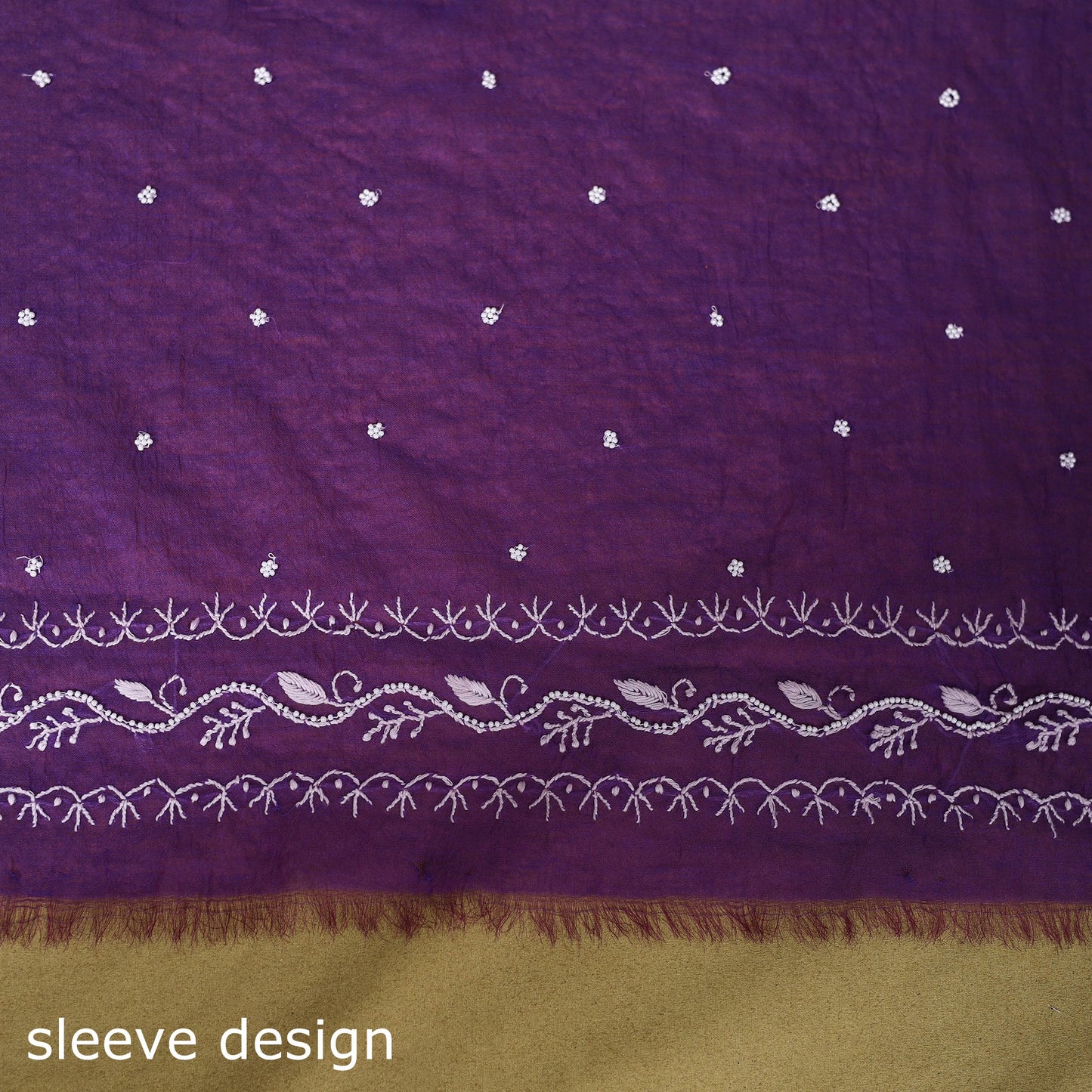 Purple 2pc Mul Chanderi Unstitched Chikankari Dress Material