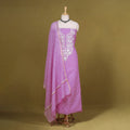 Purple - 2pc mul chanderi unstitched chikankari dress