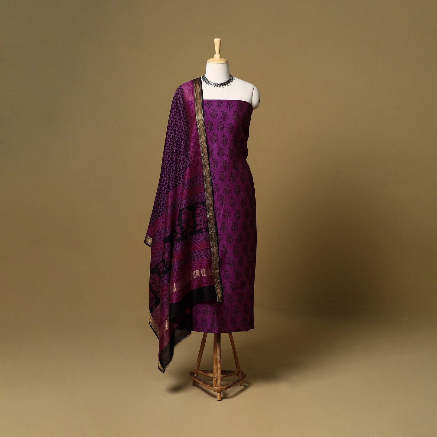 2pc natural dyed maheshwari silk unstitched bagh dress