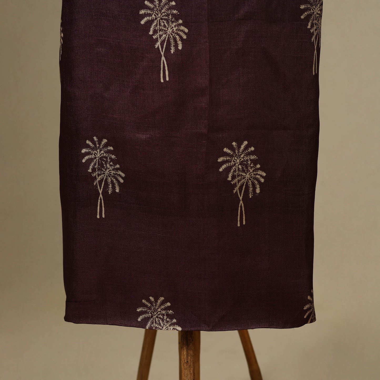 Purple 2pc Tussar Silk Handloom Block Print Dress Material