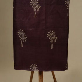 Purple 2pc Tussar Silk Handloom Block Print Dress Material