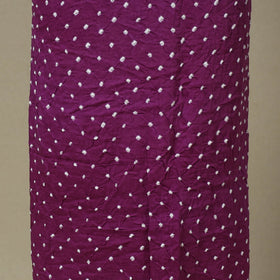 Purple 2pc Unstitched Bandhani Dress Material with Jewellery Set