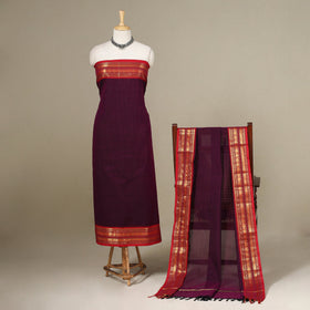 Purple - 2pc unstitched kandangi chettinad cotton dress