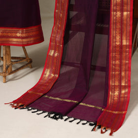 Purple - 2pc unstitched kandangi chettinad cotton dress