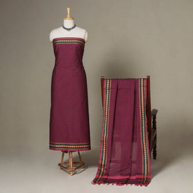 Purple - 2pc unstitched kandangi chettinad cotton dress