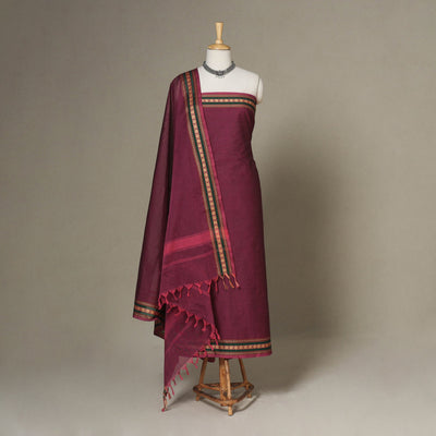 Purple - 2pc unstitched kandangi chettinad cotton dress