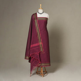Purple - 2pc unstitched kandangi chettinad cotton dress