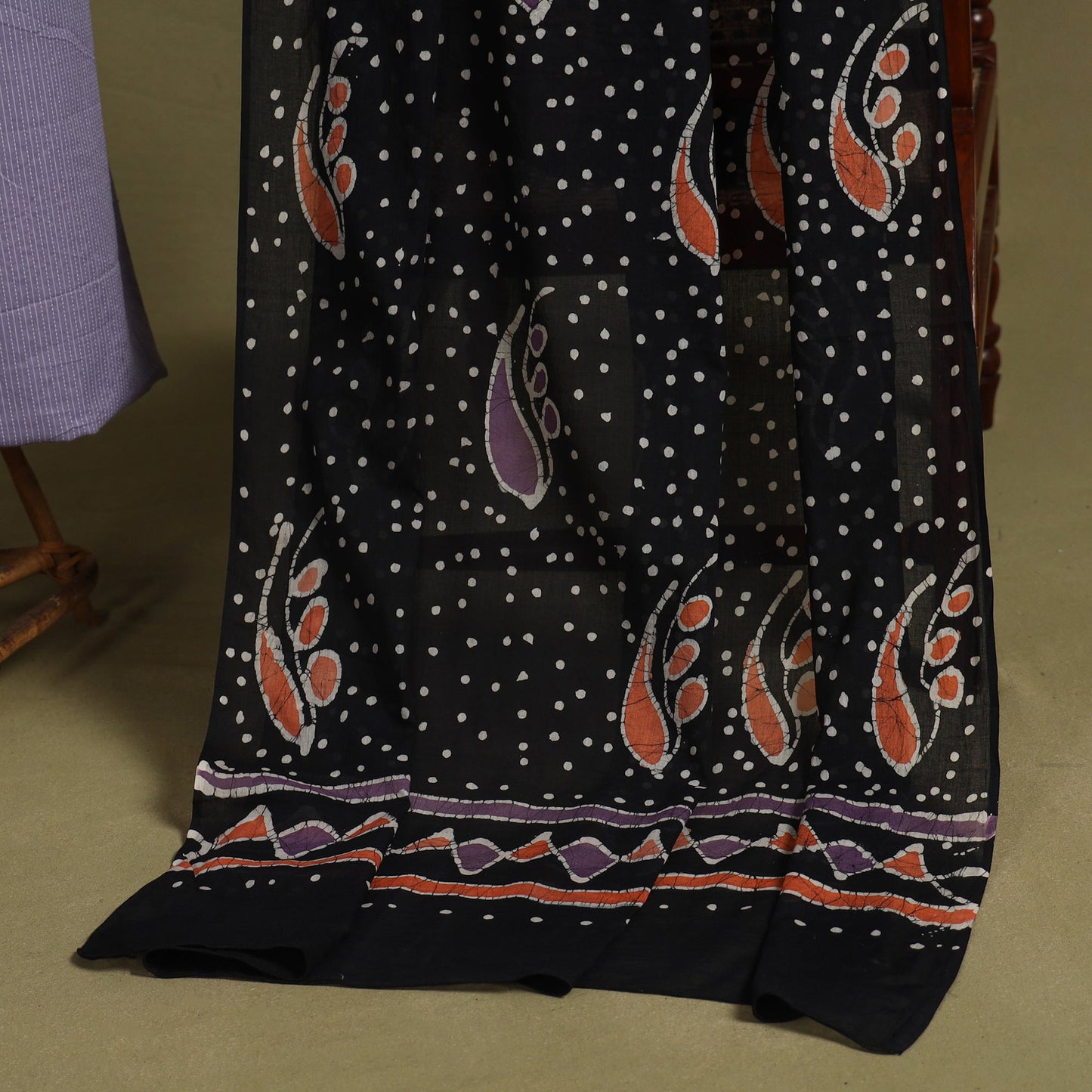 Purple 2pc Unstitched Plain Dress Material with Jewellery Set