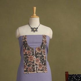 Purple 2pc Unstitched Plain Dress Material with Jewellery Set