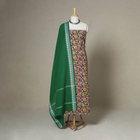 Purple - 2pc unstitched printed cotton kalamkari dress