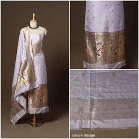 Purple - 3pc bangalore silk paithani dress material 03