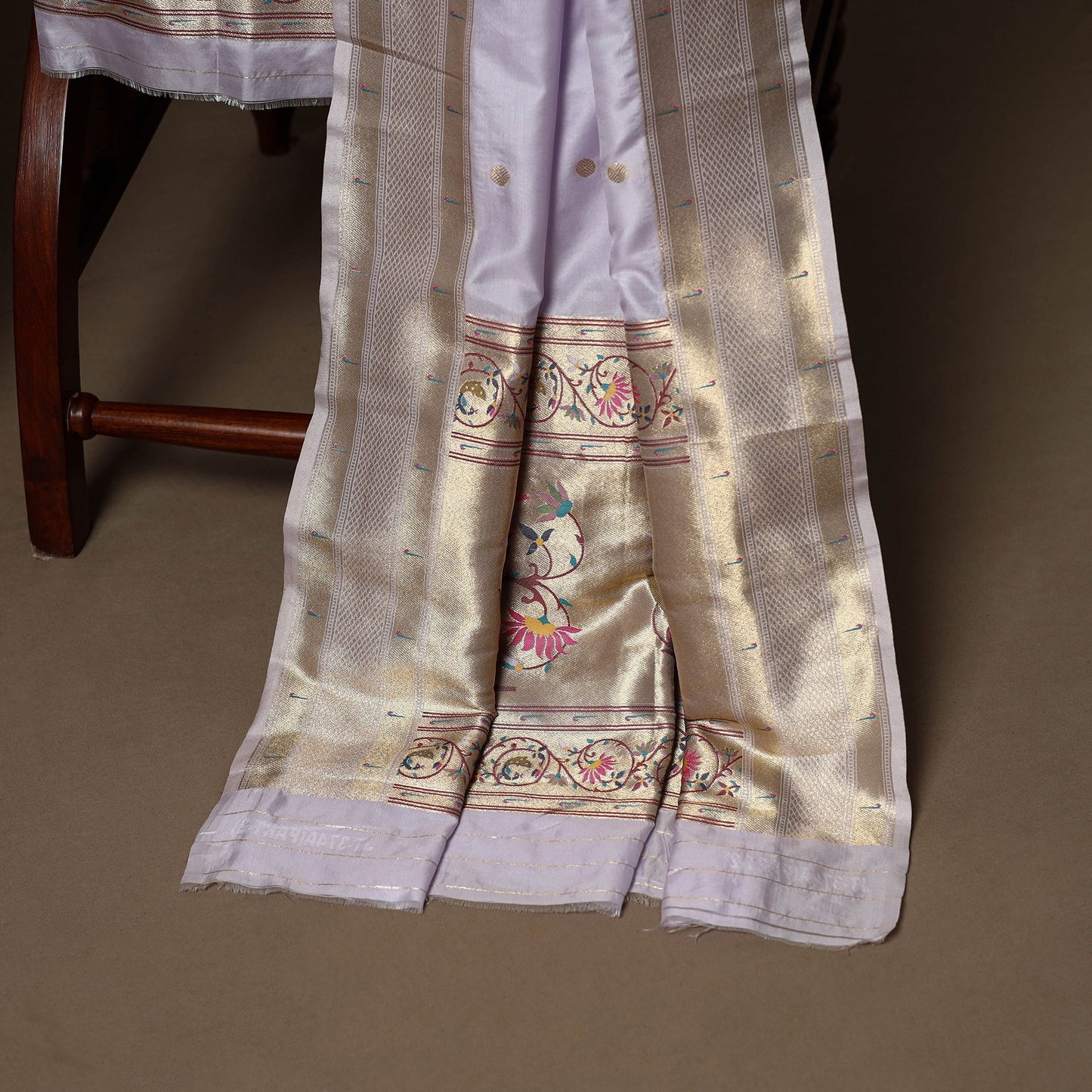 Purple - 3pc bangalore silk paithani dress material 03