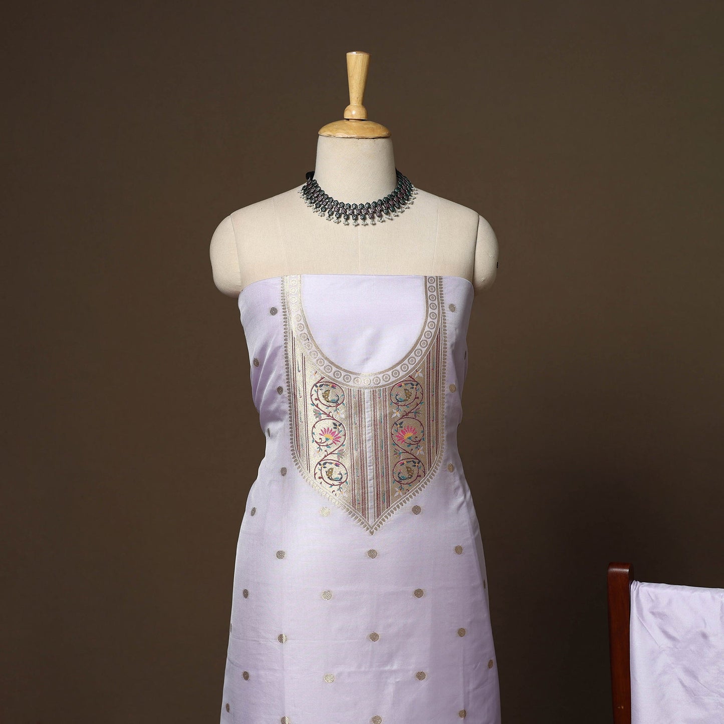 Purple - 3pc bangalore silk paithani dress material 03