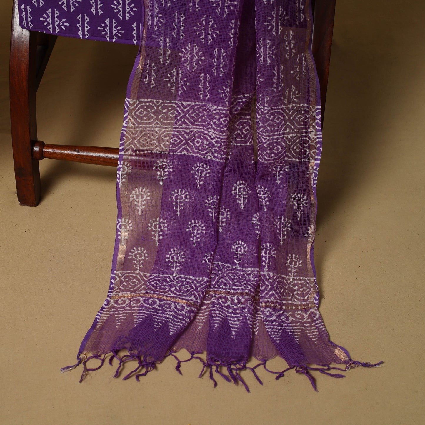 3pc kota doria cotton bagru unstitched dress material 59
